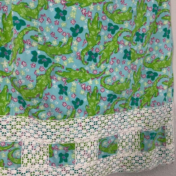 Lilly Pulitzer Womens Blue Bowen Alligator Print Alberta Lace Strapless Dress 0 - Picture 3 of 7